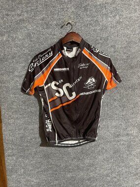 Hot Shoppe Designs Cycling Jersey Mens Small Black Zip Short Sleeve Pockets Bike